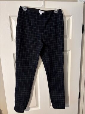 Calvin Klein Navy Windowpane Cropped Pants